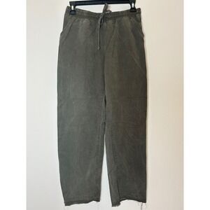 Mumu Blue Women Olive Green Cotton Blend Cargo Pants Drawstring Elastic Waist XS